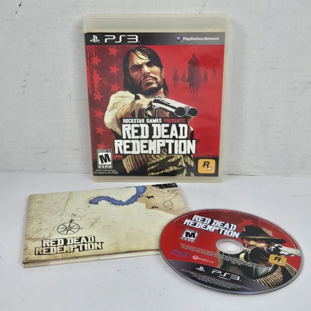 Red Dead Redemption Sony Playstation 3 in‎ Case with Mint Map/Poster & MINT DISC